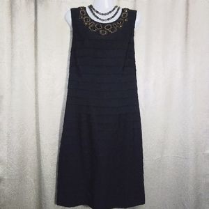 Carlisle Black Tiered Sheath Dress with Faux Jewels and Beading  Size 14